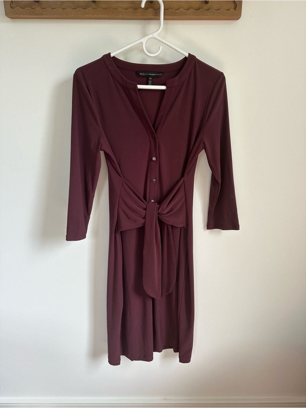 White House Black Market Tie-Front Dress in Burgundy size XS